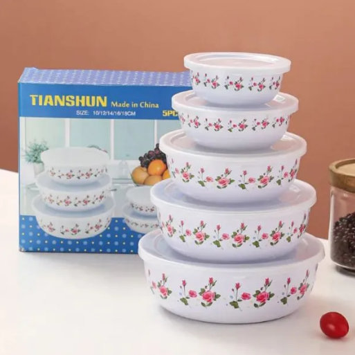 Emajlirane činije sa poklopcima – Set 5komada - Slika 5