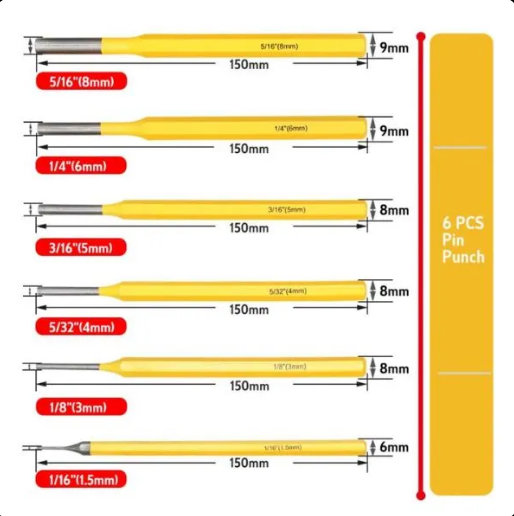 Set probijaca i izbijaca 6 komada - Slika 4