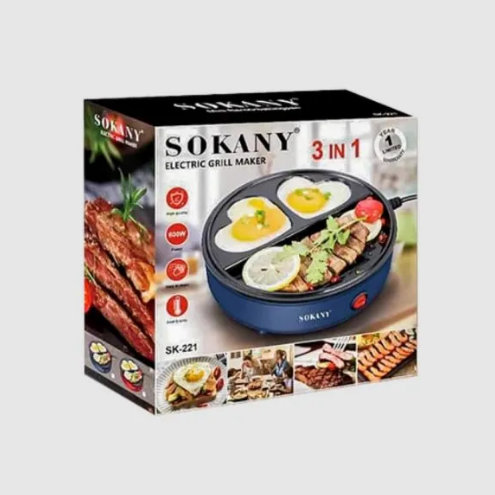 Sokany 3 u 1 mini električni gril tiganj - Slika 2