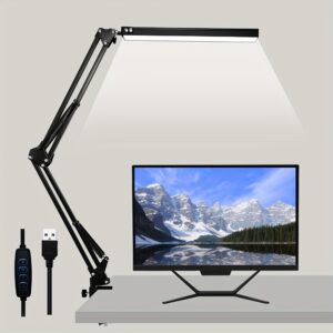 LED stona lampa sa USB napajanjem, dizajnirana za upotrebu u kancelariji, sa zaštitom za oči, podesivom metalnom zakretnom rukom i mogućnostima studija osvetljenja. Nudi tri podešavanja boje i deset nivoa osvetljenosti, što je čini idealnom za čitanje i učenje.