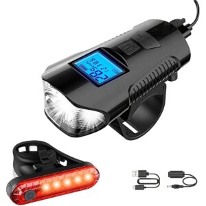 Set svetla za bicikl sa prednjim svetlom sa sirenom i brzinomerom