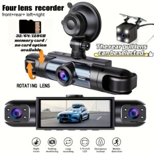 Pravi četvorokanalni/trokanalni prednji 1080P FHD i zadnji/levi/desni 720P 360° širokougaoni objektiv