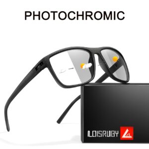 LOISRUBY Fotohromatske Kvadratne Modne Naočare sa Širokim Okvirom