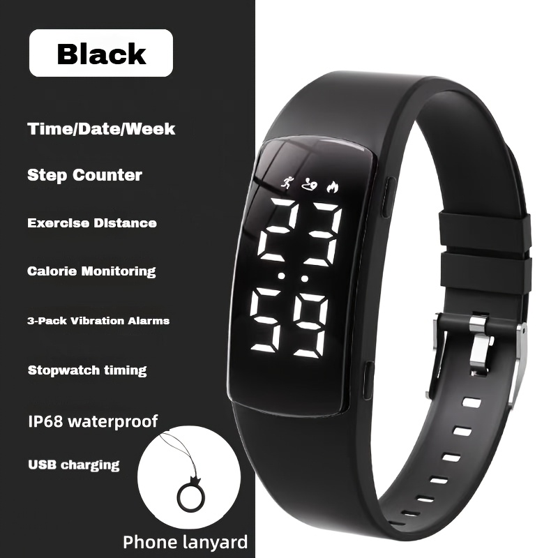 LED Studentska Kvadratna Multifunkcionalna Sportska Narukvica Brojač Koraka - Slika 3