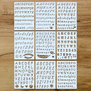 Set šablona sa slovima i brojevima od 9 komada