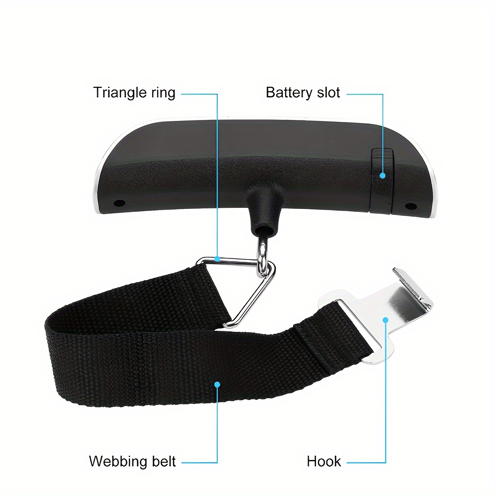 Prenosiva elektronska vaga za prtljag sa LCD pozadinskim osvetljenjem i remenom za kačenje - Visoko precizno merenje kofera, indikator niskog/preopterećenja, lagana putna vaga pogodna za putovanja, uključeno (kompatibilno za avion, voz, automobil) - Slika 6