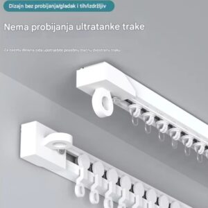 Prozorska šina bez bušenja | Samolepljiva, bešumna, materijal od cedra, sistem šina za zavese u ekletičnom stilu