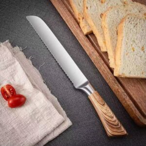 Set kuhinjskih noževa od nerđajućeg čelika visoke ugljenične sadržine, 5 komada | Ultra oštri, uključuje nož za sečenje i nož za voće, sečiva od nerđajućeg čelika 304, drvene drške