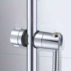 Sivi držač za tuš sa otvorenim dizajnom: Nerđajući čelični nosač za tuš bez bušenja, podesiv, pokretan i savršen za kupatilski nameštaj