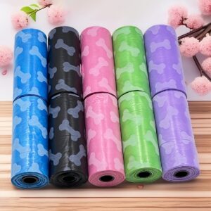 20 Rolni Vreća za Smeće za Pse sa Printom Kosti – Deblje, Izdržljive, Otporne na Mirise, Vreće za Pseći Izmet sa Nasumičnim Bojama za Unutrašnju i Spoljašnju Upotrebu, Idealne za Pse i Mačke, Vreće za Pseći Izmet, Razigran Dizajn, Izdržljiv Materijal