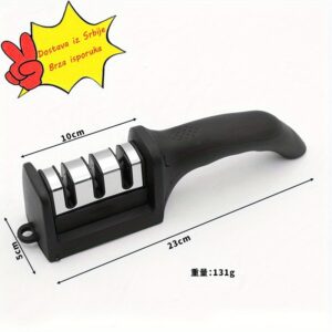 Ručni oštrač noževa i cevi za teške uslove rada – 3-stepeni oštrač sa dijamantskim brusnim točkom, nije potrebna struja – kompaktan i prenosiv za kuhinju, lov, radionicu – oštrenje noževa, cevi, s – idealan za kuću, kampovanje – izdržljiva konstrukcija