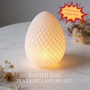 Uskršnji čajni lampion sa šupljim jajetom, 3D štampana lampa sa svećom, isporučuje se direktno iz lokalne skladište u Srbiji, svečani dekorativni komad