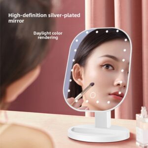 Punjivi LED kozmetički ogledalo sa osvetljenjem, Stono ogledalo za šminkanje sa 3 opcije, Kontrola na dodir, Podesiva jačina svetlosti, Prenosivo osvetljeno ogledalo za lepotu, Kozmetičko ogledalo pogodno za putovanja sa svetlima