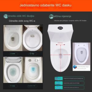 Teška poklopac za WC sa zadebljanim protivkliznim prstenom – Mekani jastučić od smole, lako se čisti u beloj/crnoj/bež/smeđoj boji, dizajn sa prednjim otvaranjem za WC šolju (odgovara većini standardnih WC-a) – Nadogradnja kupatila