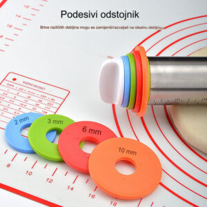 43,18 cm Podesivi Valjak od Nerđajućeg Čelika sa Oznakama za Debljinu (mm/cm) – Robusni Valjak za Tijesto za Pečenje, Peciva, Kora za Pite, Pizzu i Kolačiće – Nelepljiv, Izdržljiv za Profesionalne Pekare