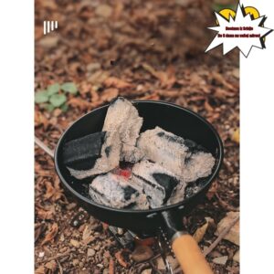 2 komada Prenosivi Lončić za Ugalj | Rešetka za Ugalj sa Drvenom Drškom za Kampovanje na Otvorenom, Gvozdeni Materijal