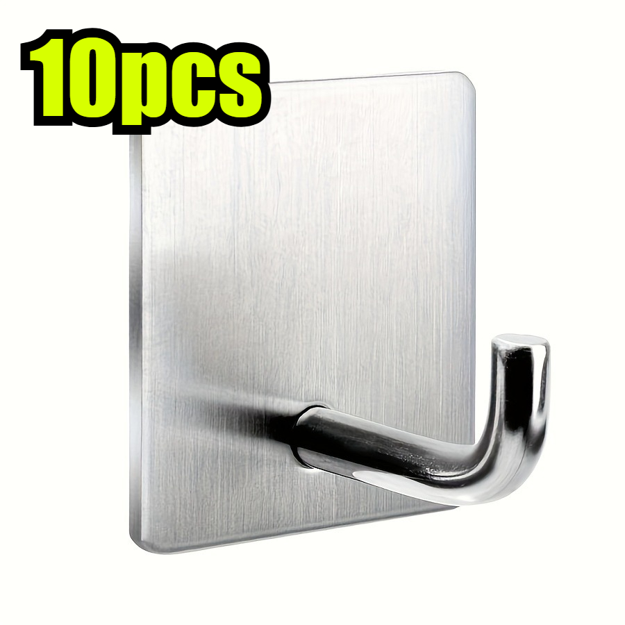 5-10 komada jakih lepljivih kuka od nerđajućeg čelika - Bez bušenja, Jako lepljenje pogodno za kupatilo, kuhinju, vrata - Otporno na rđu - Besplatne kuke za peškire, kapute, kape, torbe, za kuke za upotrebu (bez šrafova), kuke za upotrebu - Slika 5