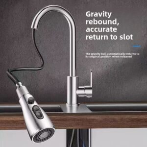 Kuhinjska slavina na izvlačenje sa hladnom i toplom vodom, dvostruka funkcija, produživa, protiv prskanja, za sudove, pranje povrća, veleprodaja, kuhinjske slavine za sudopere, slavina za kuhinjski sudoper, kuhinjske slavine, slavina za kuhinju, kuhinjska slavina