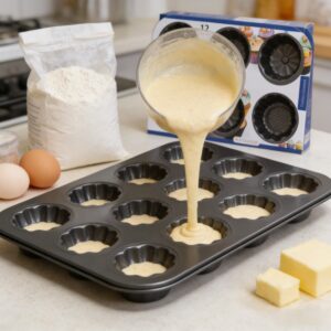 1 komad kalupa za tart od jaja, kućni kalup za pečenje sa 12 rupa, nelepljivi kalup za pečenje u obliku suncokreta, osmerokutni cvet, cvet šljive, specijalizovani alat za pečenje mafina/malih kolača u obliku cveta, neophodan za porodično pečenje!