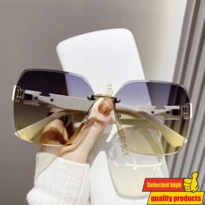 Ženske vrhunske naočare bez okvira | Moderan stil za zaštitu od UV zračenja na otvorenom, za vožnju, ležeran stil sa metalnim i acetatnim okvirom