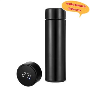 Pametni termometar izolovana boca – 304 nerđajući čelik izolovana šolja sa digitalnim prikazom temperature, nepropusni prenosivi termometar za tople/hladne napitke, praćenje u realnom vremenu °C/°F, kompatibilan sa aplikacijama za pametne telefone (samo ručno pranje) – Idealno