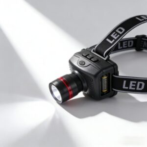 LED naglavna lampa velike snage 3W crna | Unutrašnja spoljašnja svetlost, režim treptanja, zatamnjivanja i jarkog svetla, svetlo za pecanje, punjiva litijumska baterija, napajanje preko USB-a, kapacitet