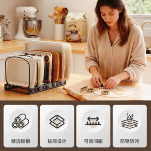 1 komad 29*19*15cm Nerđajući Čelični Organizator za Fioke u Kuhinji – Štedi Prostor za Tanjire i Činije, Ugrađeno Skladište za Pribor, Minimalistički Dizajn, Čista i Uredna Kuhinja, Kuhinjski Dodaci