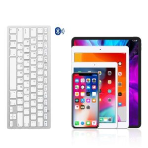 Tastatura za iPad, Mac, iOS i Android tablete/pametne telefone – QWERTY tipkanje sa tihim prekidačima, kompatibilna sa pametnim telefonima, tabletima, e-čitačima i pametnim uređajima (bez potrebe za dodatnim softverom) – Kompatibilna sa iPad Pro/Air