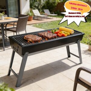 Prenosivi sklopivi roštilj, kućni roštilj na ugalj za vanjsku upotrebu, neophodan za kampovanje, alat za roštiljanje u dvorištu i piknik