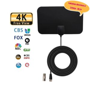 Ultra-tanka zidna digitalna TV antena, pojačanje signala do 80 km (50 milja), unutrašnja HD HDTV antena, besplatni HD kanali, podržava 4K/1080P ATSC format
