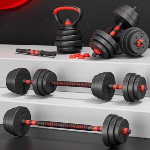 Podesivi set buči od 10kg/15kg/20kg uključuje šipku za buče, ploče za buče, spojnu šipku, matice, podesivu težinu buči – Set buči za kućnu teretanu – Set buči sa pločama za buče, bez baterije, oprema za teretanu/kućni fitnes, težina