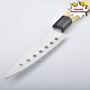 1 komad nož za voće od nehrđajućeg čelika, oštar i izdržljiv, kućni kuhinjski nož, oštrica sa izrezanim kružnim otvorom, drvena drška za voće i povrće