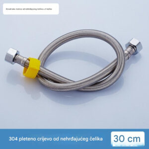 Produžetak za slavinu od nerđajućeg čelika sa pletenim crevom – Izdržljivo fleksibilno produženje za grejač tople vode, sudoperu, tuš/kadu, toalet – Adapter za vodovod sa muškim/muškim konektorima (Kompatibilan sa slavinama i rezervoarima za vodu)