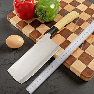 Set od 3 komada kuhinjskih noževa od nerđajućeg čelika sa oštrim i izdržljivim dizajnom, pogodan za kućnu upotrebu, sa šupljom kružnom oštricom i drvenom drškom za sečenje voća i povrća