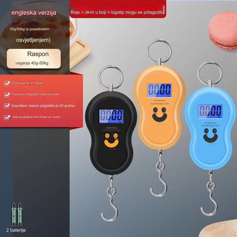50kg/110lbs Digitalna Ručna Elektronska Vaga sa Kukom - Prenosiva Kuhinjska Vaga sa LCD Ekranom, Funkcijom Tare & Zadržavanje, Konverzija Jedinica (kg/lbs/oz/g/ml), Napajanje na Baterije (Baterije Nisu Uključene) za Kuću, Putovanja, Kampovanje, Prtljag, Namirnice - Slika 7