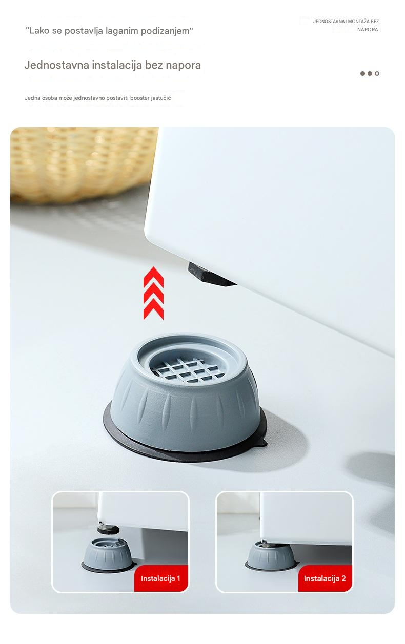 Teške neklizajuće podloge za veš mašine i nameštaj - Sivo/Crne antivibracione stabilizatore sa kompatibilnošću za bubanj/stolicu/sto/frizider, za vibracije uređaja (Izdržljive višenamenske podloge)