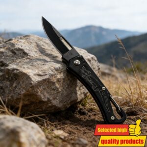 Kompaktni crni sklopivi nož sa brzo otpuštajućim kopčom – Idealno za svakodnevno nošenje, kampovanje i otvaranje kutija