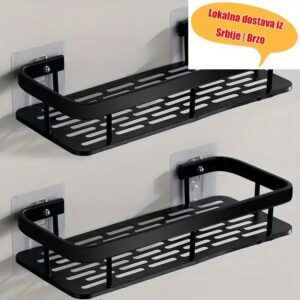 Robusna Polica za Kupatilo – Štedi Prostor, Montaža bez Bušenja, Organizator za Kupatilo i Kuhinju, Balkon – Drži Toaletne Potrepštine, Peškire, Lako Čišćenje, Elegantan Dizajn, Izdržljiva Konstrukcija, Zidna Polica, Osnovno za Stan