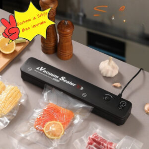 Automatski prenosivi – kao (bez utikača) ručni aparat za vakuumsko pakovanje hrane – mali kućni uređaj sa jednim dodirom za zatvaranje, kompatibilan sa plastikom, produžava svežinu i rok trajanja za frižider, ostavu, kampovanje, kamp prikolicu
