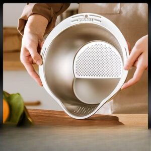 304 Posuda za pranje pirinča od nerđajućeg čelika, pogodna za hranu – Višenamenski cediljka za čišćenje povrća i voća, kuhinjska korpa za odvod za kućnu upotrebu
