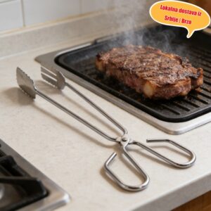 Hvataljke za hranu od nerđajućeg čelika, hvataljke za roštilj u stilu makaza, multifunkcionalna kuhinjska stezaljka za hranu