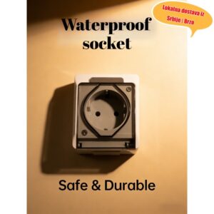 Odlična ponuda! 2 komada! Vodootporna i zaštićena od prskanja utičnica, sa providnim zaštitnim poklopcem, za spoljašnju upotrebu/kupatilo/balkon, površinska montaža