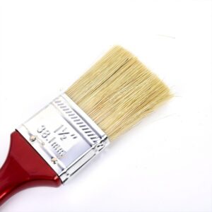 Četka za farbanje sa dugim dlakama svinjske četke, prozirnim crvenim/zlatnim vrhom i plastičnom drškom – Četka sa čvrstim dlakama pogodna za dekoraciju doma, tapete, ulje, lateks, akvarel boje