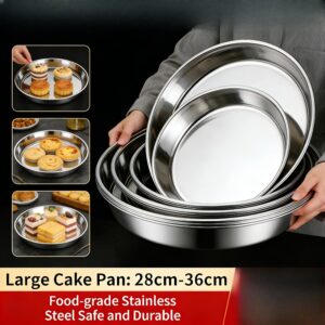 Okrugli pladnjevi od nerđajućeg čelika, tepsije za pečenje više veličina 28-36cm, poslužavnici za hranu za peciva, pečenje i upotrebu u kućnoj kuhinji