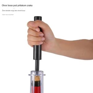 Teški nehrđajući višenamenski set za otvaranje vina – 1-u-1 otvarač za čepove i poklopce sa mehanizmom poluge, prenosivi ručni otvarač za vino, pivo, limenke sode – idealno za zabave, putovanja