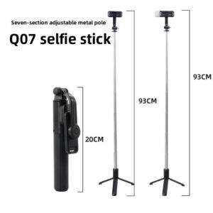 Q07 Selfie štap sa stativom – Sve u jednom prenosivi produživi štap, bežični štap za pametne telefone/tablete, kompatibilan sa /, dodatak za live strimovanje i vlogovanje za kreiranje sadržaja na društvenim mrežama (Bez