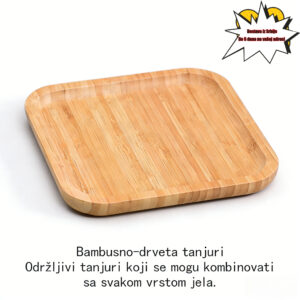 20cm Bambusov Drveni Kvadratni Poslužavnik | Prirodna Izdržljiva Kreativna Tacna za Doručak, Poslužavnik za Šolju Kafe, Tacna za Voće i Deserte za Dekoraciju Doma