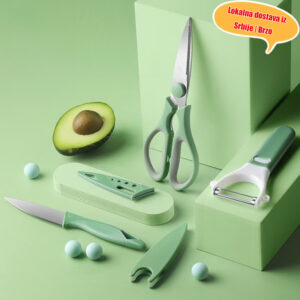 Set kuhinjskih makaza od nerđajućeg čelika, multifunkcionalne makaze za kosti, ljuštilica, nož za voće, ljuštilica za povrće, set od 3 komada, isporuka u nasumičnoj boji