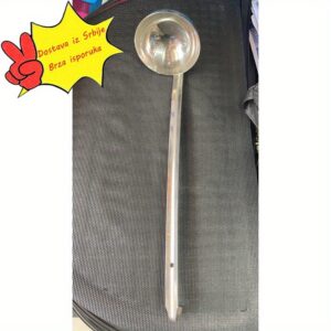 Čelična kašika za supu sa dodirnim zavarivanjem – Ergonomski dizajn kuke za precizno merenje, izdržljiva i laka za čišćenje, alatka za supove, sokove, umake, džem – Sigurna za hranu, duboka kašika za kućnu i profesionalnu upotrebu, moderno kuhinjsko posuđe, materijal lak za čišćenje