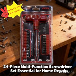 Set bitova za šrafciger sa T-ručkom, 24 komada, Multifunkcionalni set alata za kućne popravke, Hex nasadni ključ za vozila